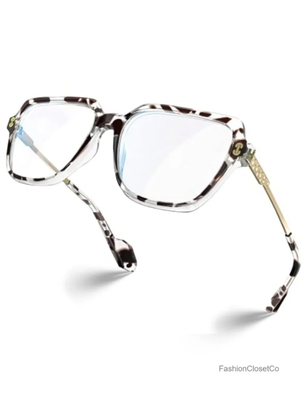 Oversized Square Blue Light Blocking Glasses for Women - Anti Glare UV400 TR90